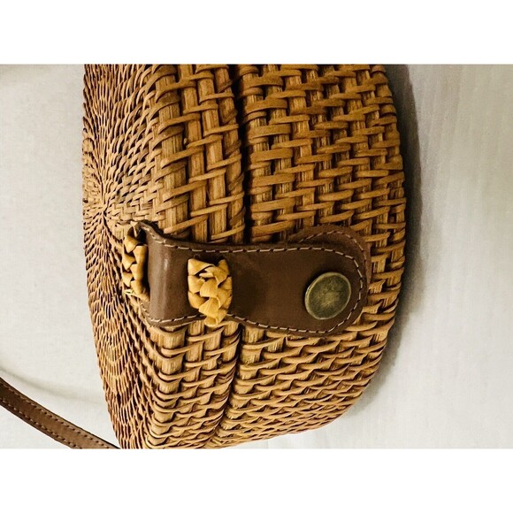 Rattan Straw Woven Round Crossbody Shoulder Bag Boho Hippie Concert - Picture 6 of 7